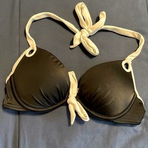 Victoria’s Secret Swim. 32B Push-up Halter. Black and white.